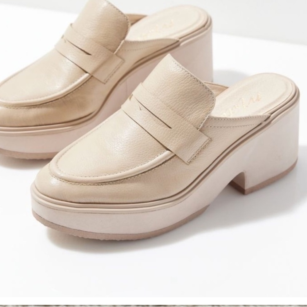 Beige Platform Loafers for Women